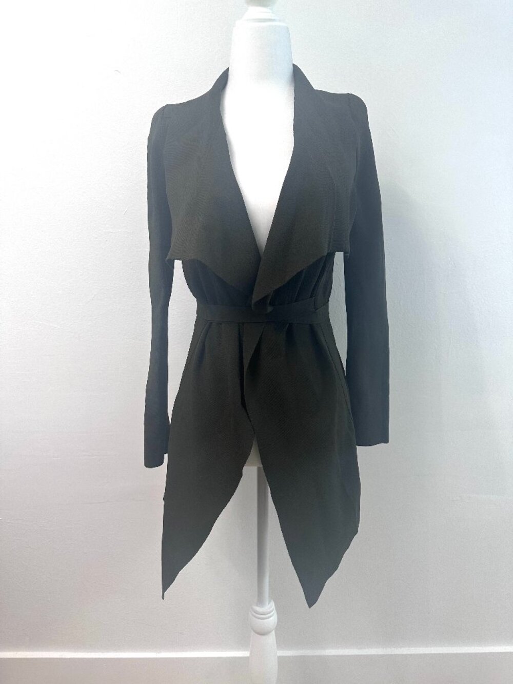 Scanlan Theodore Crepe Knit Drape Front Jacket - Olive Green